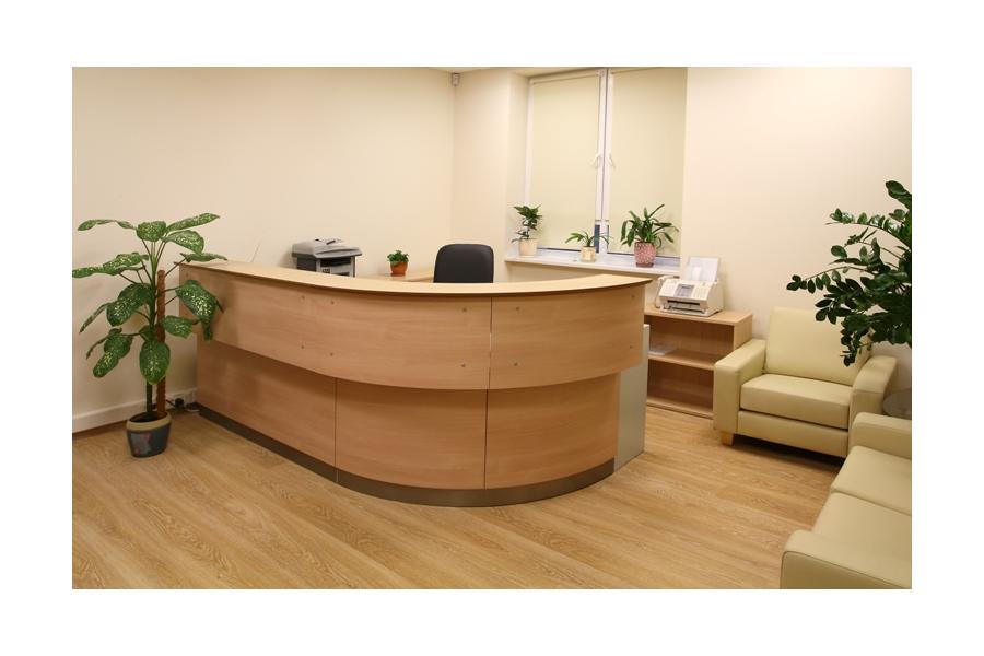 Salvo Reception Desk Range - Beech Upper & Lower Units